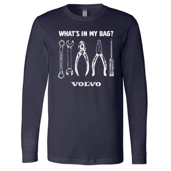 Volvo Other - Volvo What's In My Bag Long-Sleeve Navy Blue Graphic T-Shirt